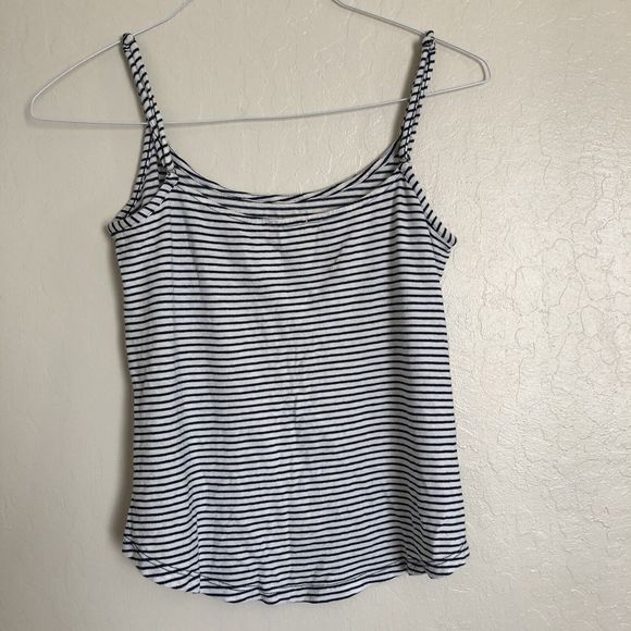 Splendid Navy Blue White Striped Crop Tank With Pocket XS - Picture 2 of 11